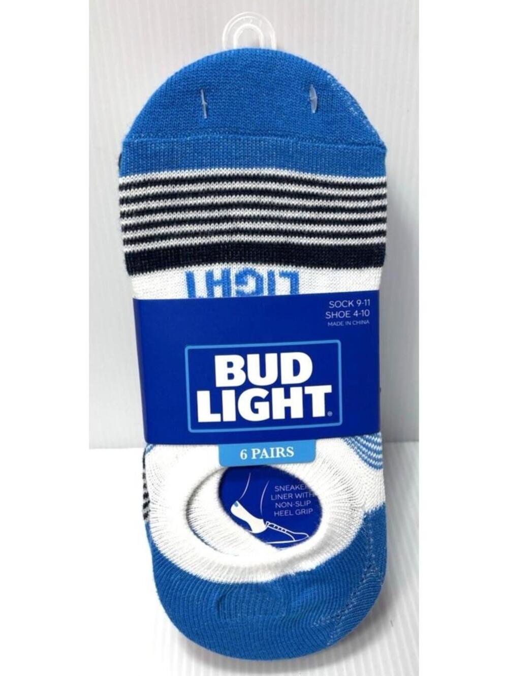 Bud Light Women's Ankle Socks 6 Pairs Beer Logo Fun Heel Grip Athletic Socks NEW